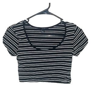 Black and White Striped Crop Top